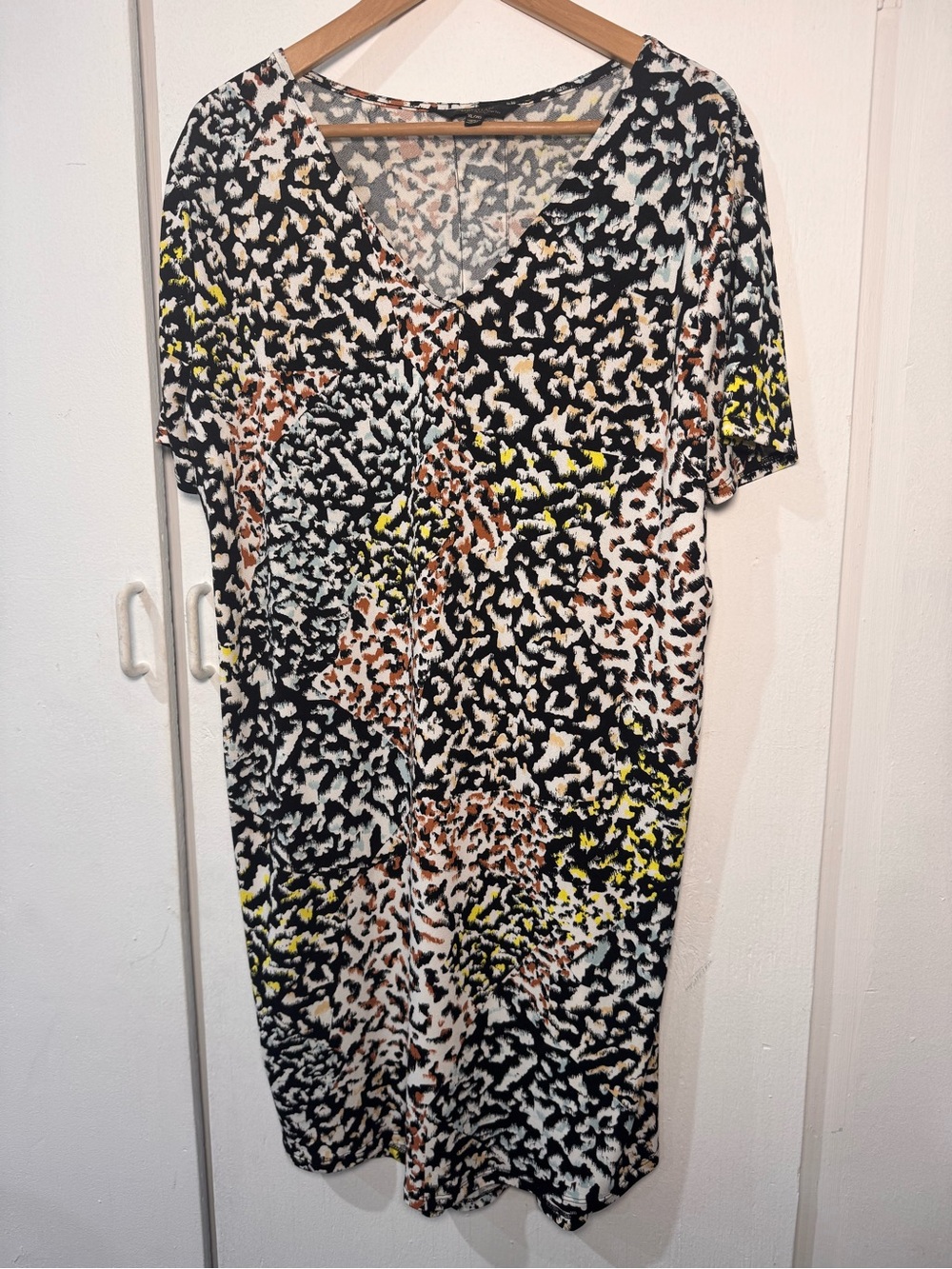 Christian Siriano New York Shift Dress XL Abstract Animal Print V-Neck Career